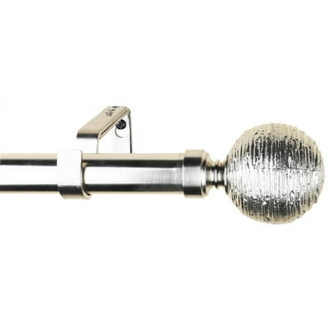 Urbanest 1" Favo Adjustable Curtain Rod, 28"-48", Brushed Steel