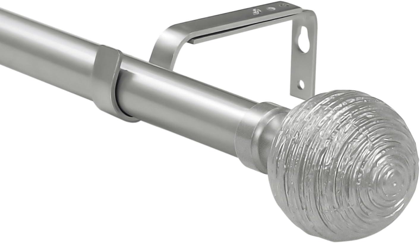 Urbanest Adjustable Single Curtain Rod Set Favo Finials – 1 - Inch Diameter, With Pewter Rod, 48–84 Inches