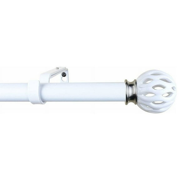 Urbanest 1" Kingsley Curtain Rod, 28"-48", White Ceramic Finial