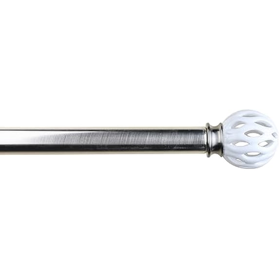 Urbanest Adjustable Single Curtain Rod Set Kingsley Finials – 1 -Inch Diameter, With Brushed Steel Rod, 84–120 Inches
