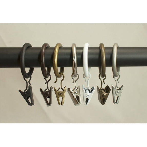 Urbanest 1" Metal Curtain Rod Rings with Clips, Fits up to 3/4″ Rod – Durable Drapery Rings for Smooth Gliding & Secure Grip, 16 Pieces, Black