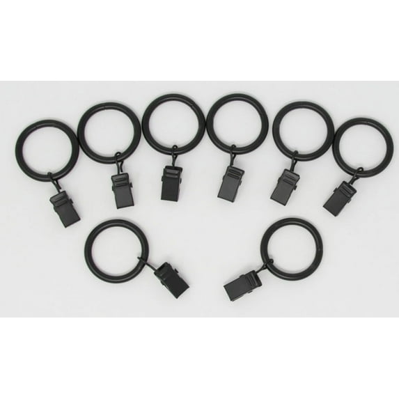 Urbanest 1" Metal Curtain Rod Rings with Clips, Fits up to 3/4″ Rod – Durable Drapery Rings for Smooth Gliding & Secure Grip, 40 Pieces, Black