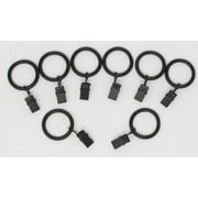Urbanest 1" Metal Curtain Rings With Clips, Set of 8, Black