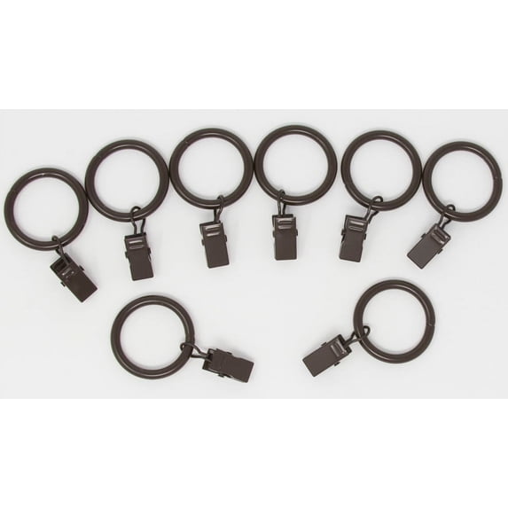 Urbanest 1" Metal Curtain Rod Rings with Clips, Fits up to 3/4″ Rod – Durable Drapery Rings for Smooth Gliding & Secure Grip, 8 Pieces, Oil-rubbed Bronze(ORB)