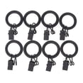 thumbnail image 1 of Urbanest 1" Nylon-Insert Curtain Rings With Clips and Eyelets, Set of 8, Black, 1 of 2