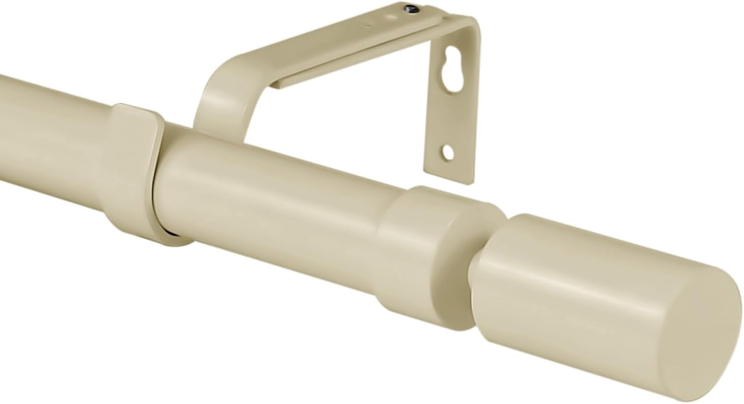 Urbanest Adjustable Single Curtain Rod Set Sullivan Finials – 1 - Inch Diameter, With French White Rod, 28–48 Inches