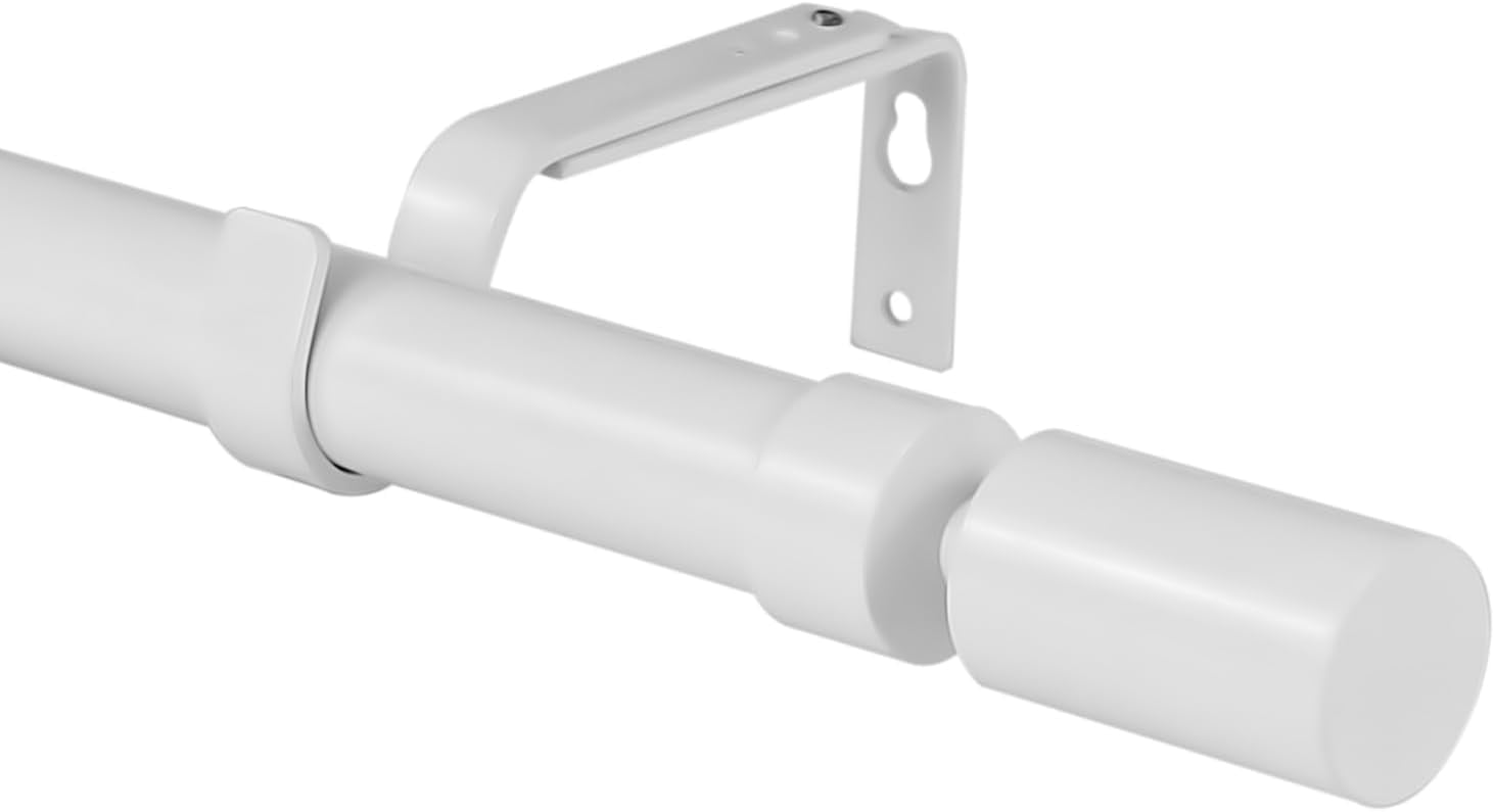 Urbanest Adjustable Single Curtain Rod Set Sullivan Finials – 1 - Inch Diameter, With Glossy White Rod, 28–48 Inches