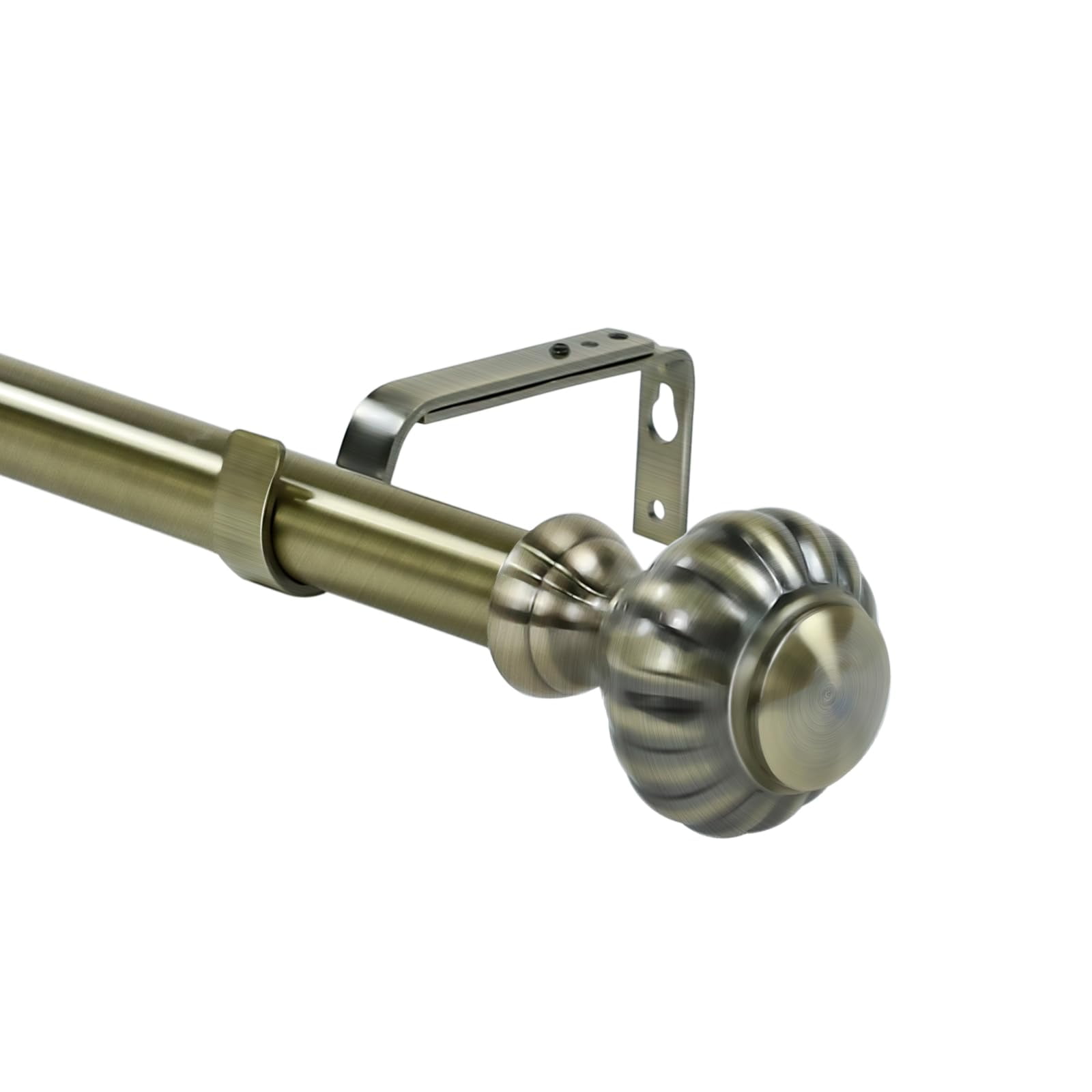Antique Brass Adjustable Steel Curtain Rod with Decorative Finials