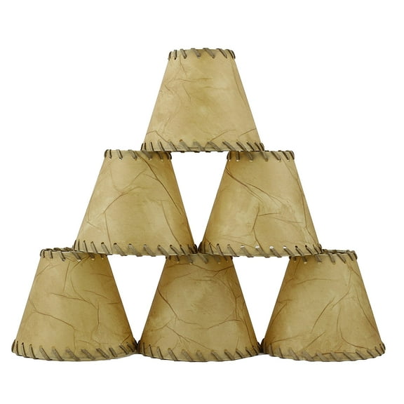 Urbanest 1100504c Chandelier Lamp Shades 6-inch, Hardback, Faux Leather, Laced Trim, Clip on (Set of 6)