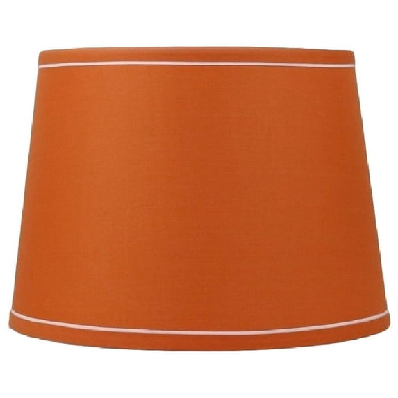 Urbanest Hardback Cotton French Drum Lampshade – 12" Top x 14" Bottom x 10" Slant Height – Orange with White Trim Tone – Spider Fitte- 1 Piece