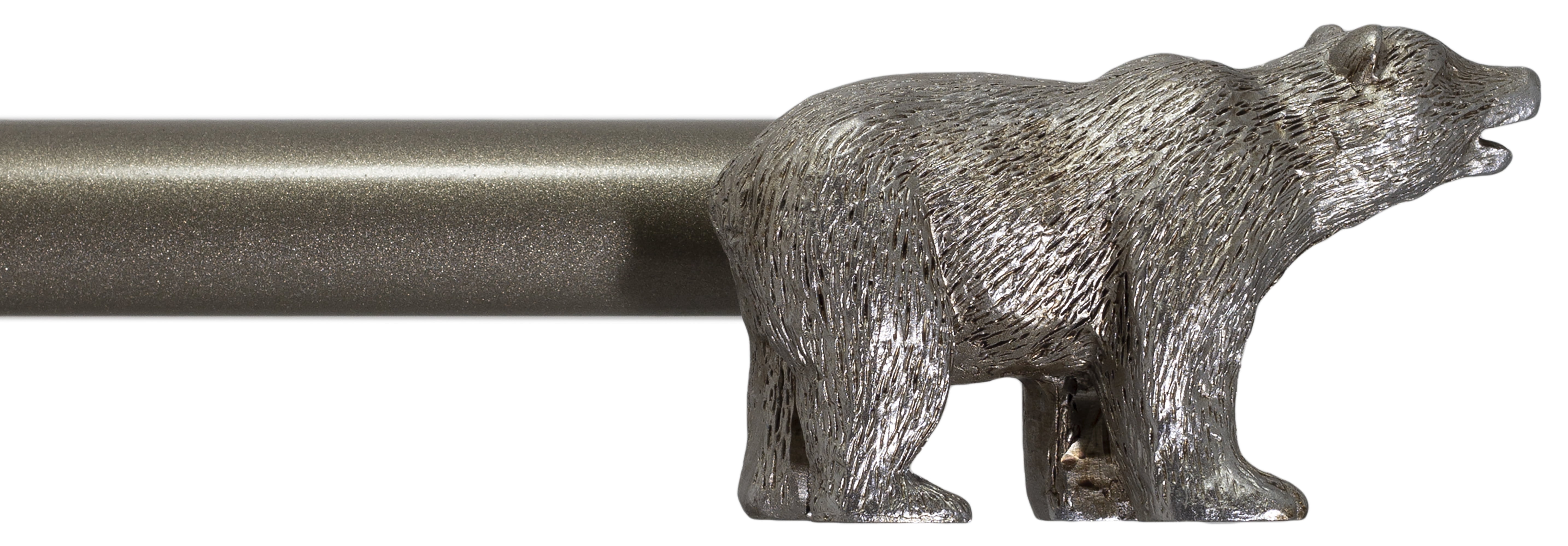 Urbanest Farmhouse Bear 3/4" Adjustable Curtain Rod – Heavy-Duty Telescoping Drapery Rod with Decorative Bear Finials – Extendable Window Rod for Curtains & Drapes, 84"–120″, Antique Silver/Pewter