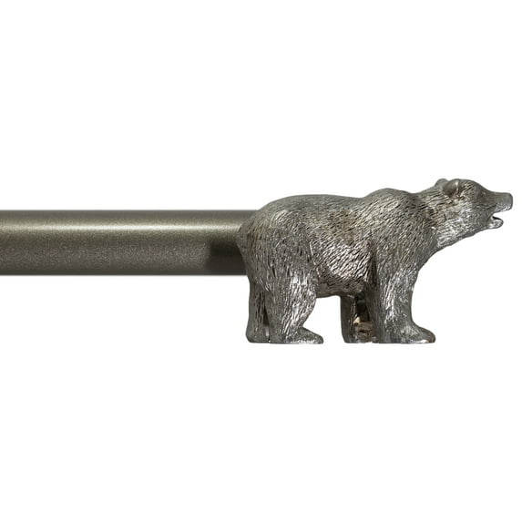 Urbanest Farmhouse Bear 3/4" Adjustable Curtain Rod – Heavy-Duty Telescoping Drapery Rod with Decorative Bear Finials – Extendable Window Rod for Curtains & Drapes, 84"–120″, Antique Silver/Pewter
