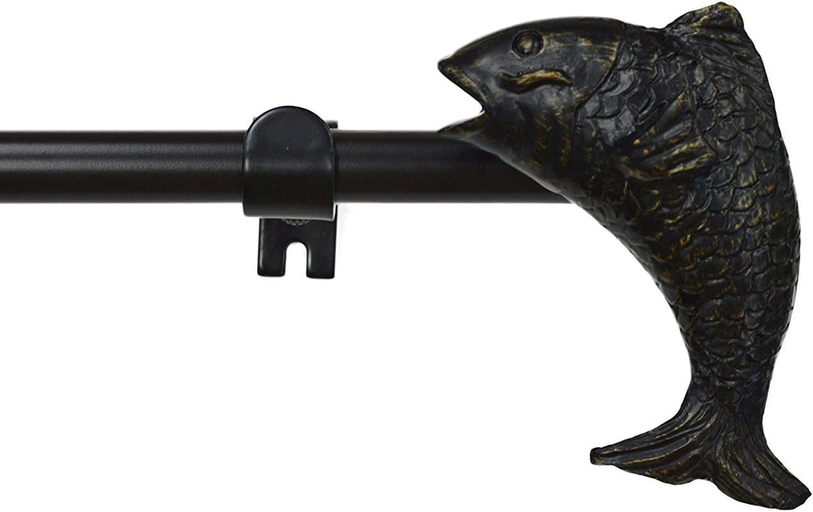 Urbanest Adjustable Single Curtain Rod Set in Bronze With Gold Fish Finials – 3/4 -Inch Diameter, With Bronze Rod, 48–84 Inches