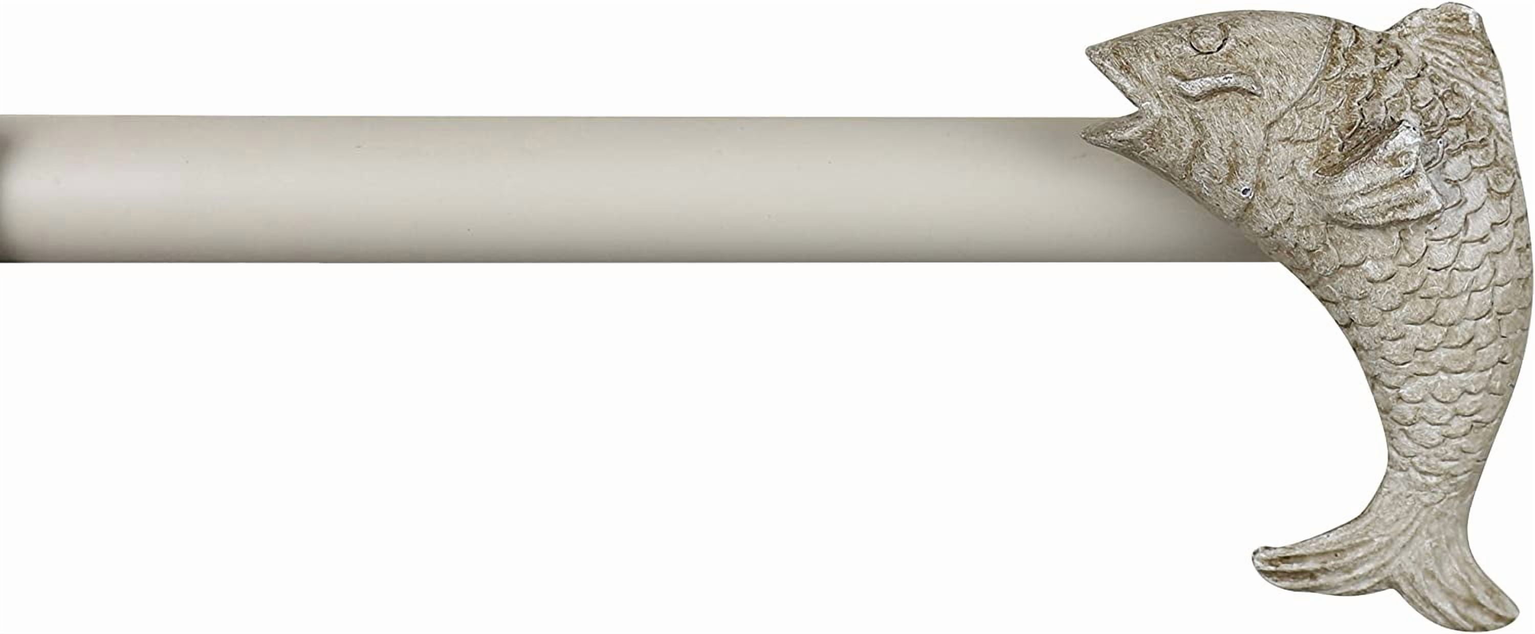 Urbanest Adjustable Single Curtain Rod Set Fish Finials – 3/4 - Inch Diameter, With Cottage Rod, 48–84 Inches