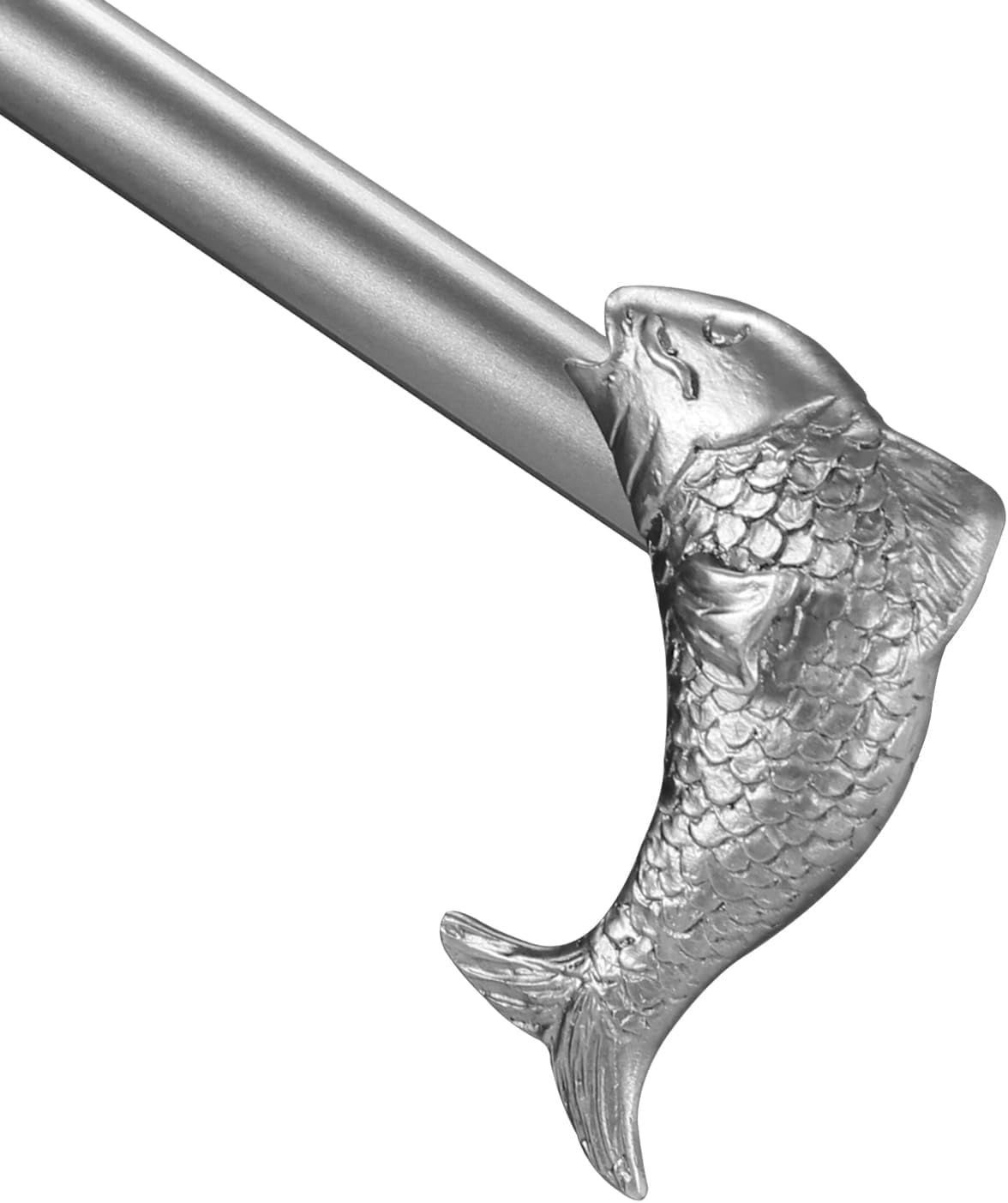 Urbanest Adjustable Single Curtain Rod Set Fish Finials – 3/4 - Inch Diameter, With Pewter Rod, 28–48 Inches