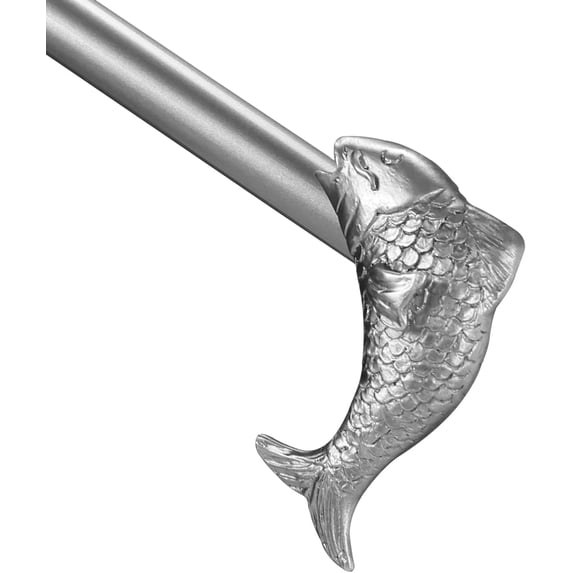Urbanest Adjustable Single Curtain Rod Set Fish Finials – 3/4 - Inch Diameter, With Pewter Rod, 48–84 Inches