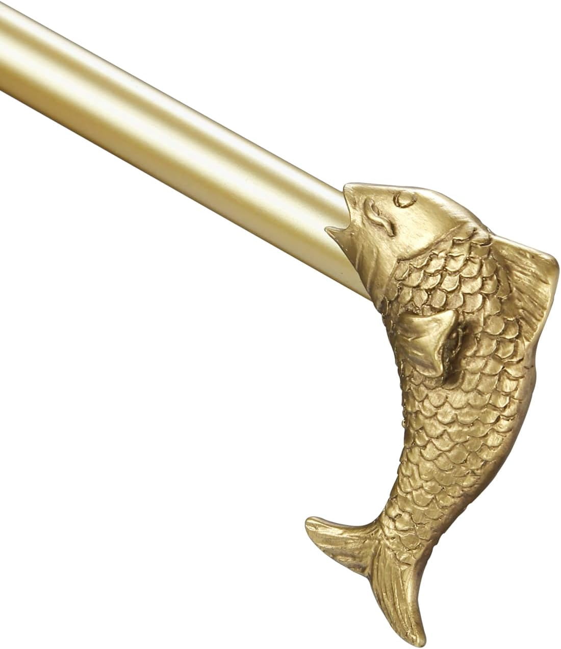 Urbanest Adjustable Single Curtain Rod Set Fish Finials – 3/4 - Inch Diameter, With Renaissance Gold Rod, 48–84 Inches