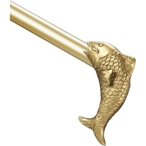Urbanest Adjustable Single Curtain Rod Set Fish Finials – 3/4 - Inch Diameter, With Renaissance Gold Rod, 84–120 Inches