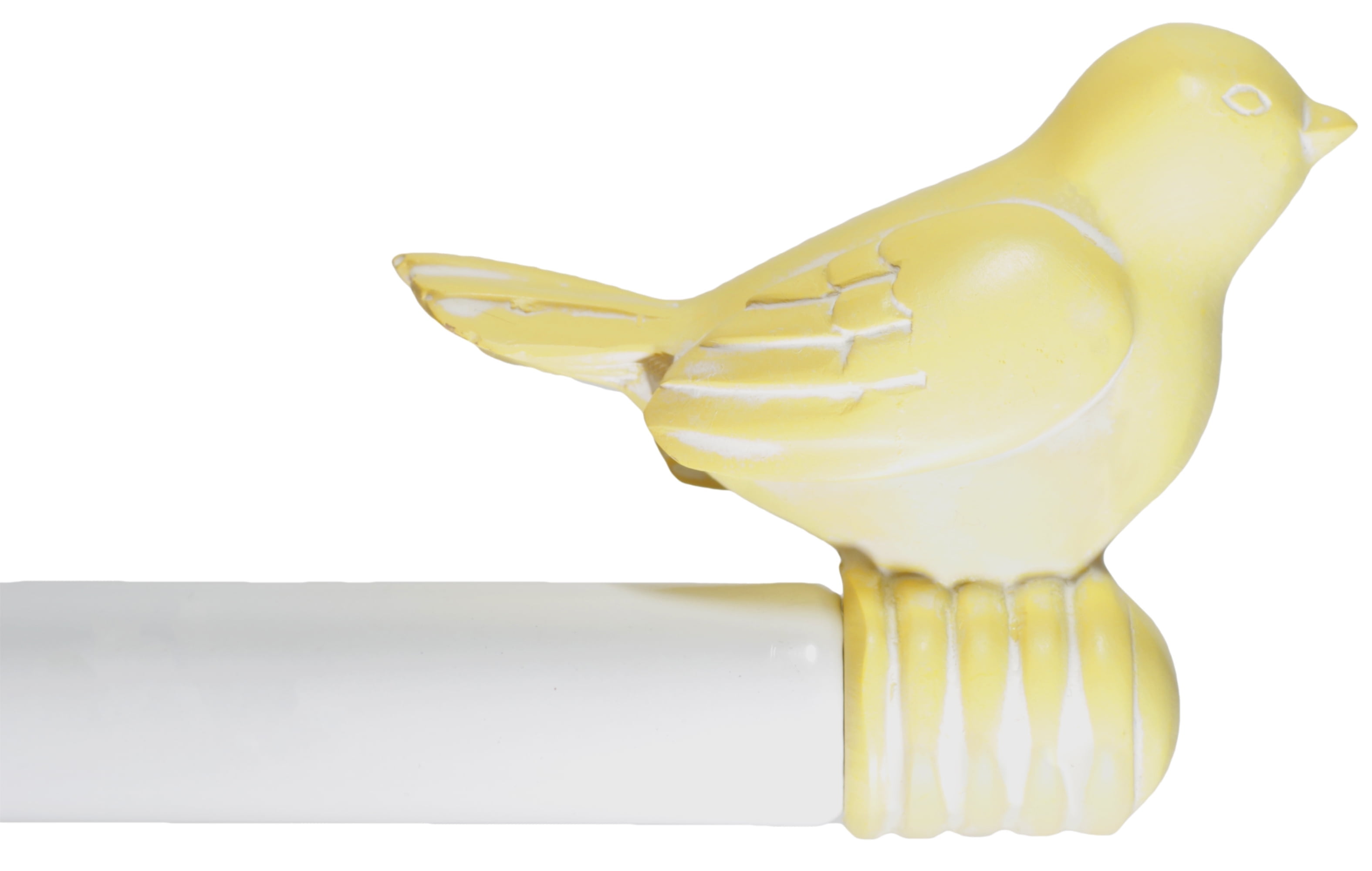 Urbanest 3/4-inch Cute Bird Designer Decorative Adjustable Window Treatment Curtain Single Rod Set, Heavy Duty, Baby Yellow With White Rod, 28" to 48"