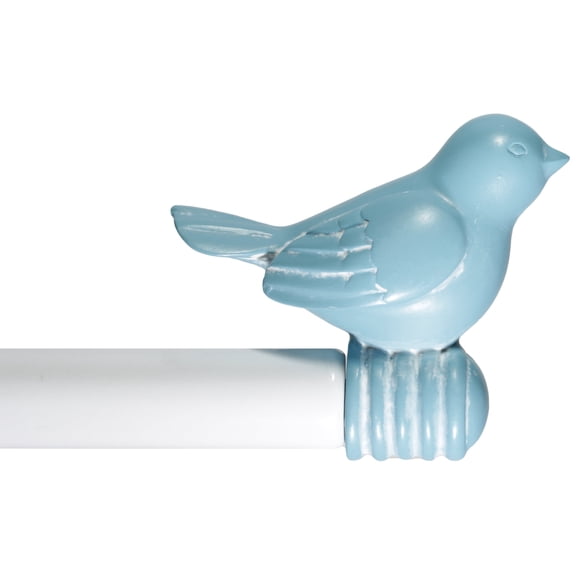 Urbanest 3/4-inch Cute Bird Designer Decorative Adjustable Window Treatment Curtain Single Rod Set, Heavy Duty, Baby Blue With White Rod, 48" to 84"