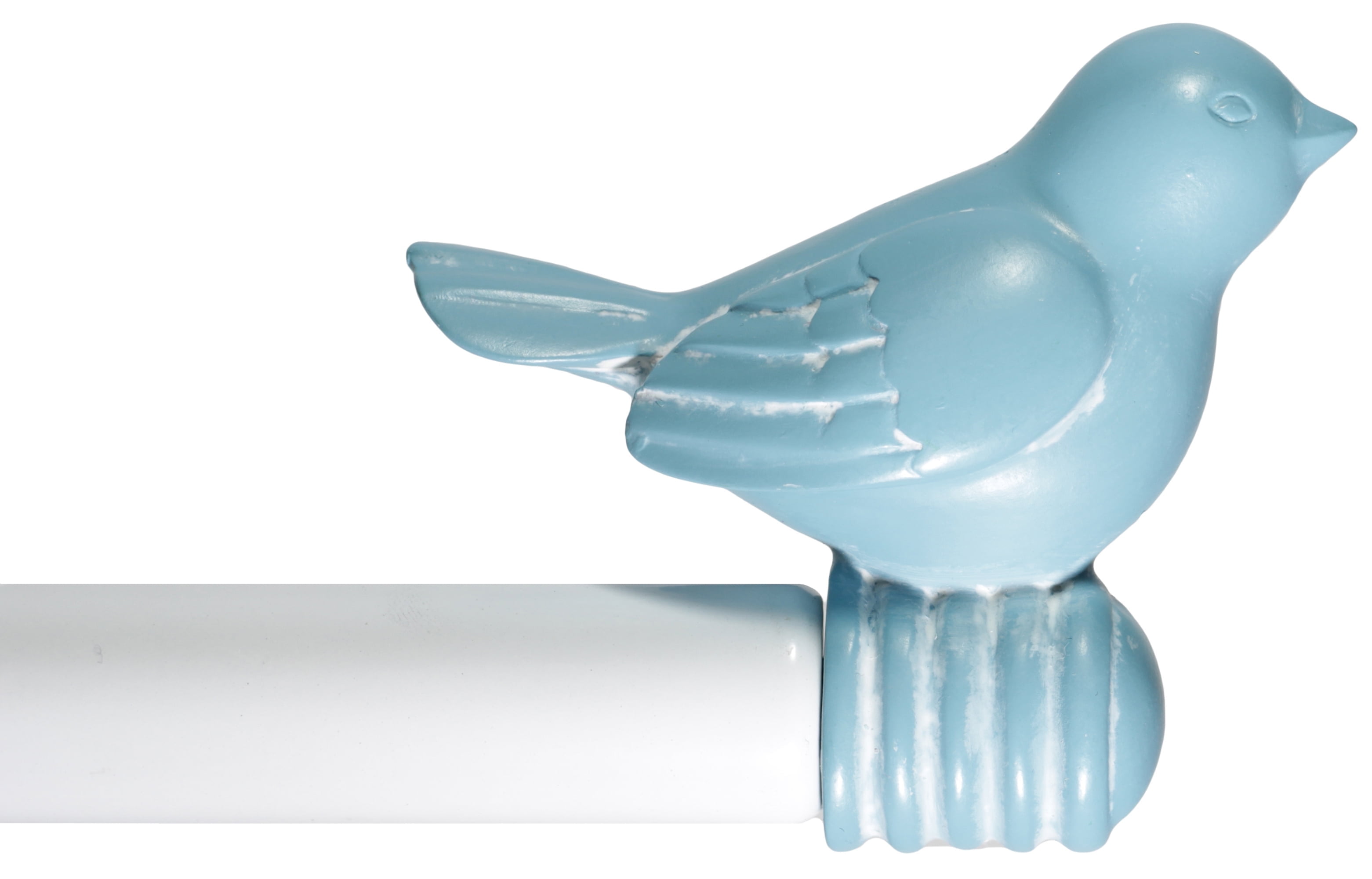 Urbanest 3/4-inch Cute Bird Designer Decorative Adjustable Window Treatment Curtain Single Rod Set, Heavy Duty, Baby Blue With White Rod, 84" to 120"