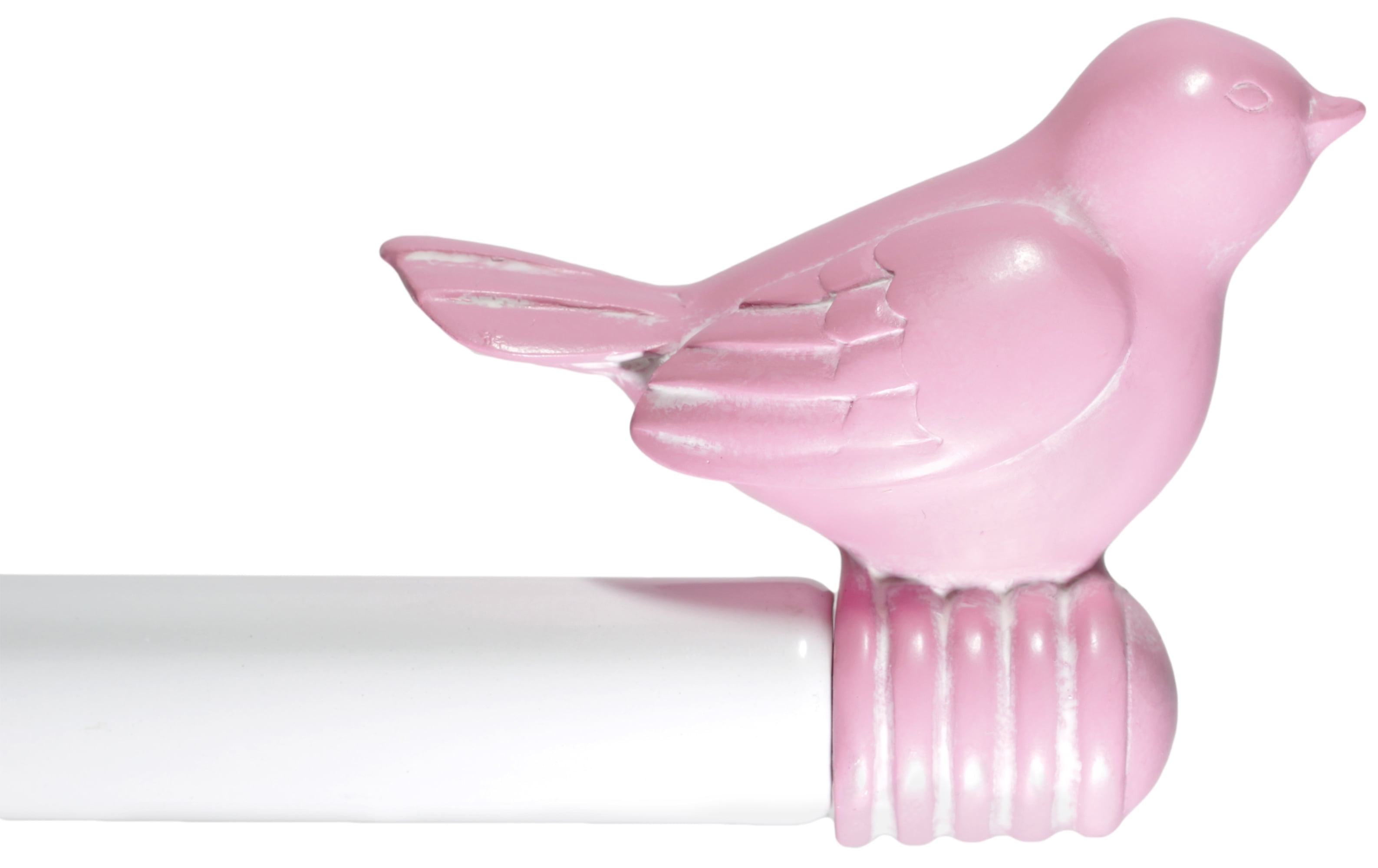 Urbanest 3/4-inch Cute Bird Designer Decorative Adjustable Window Treatment Curtain Single Rod Set, Heavy Duty, Baby Pink With White Rod, 84" to 120"