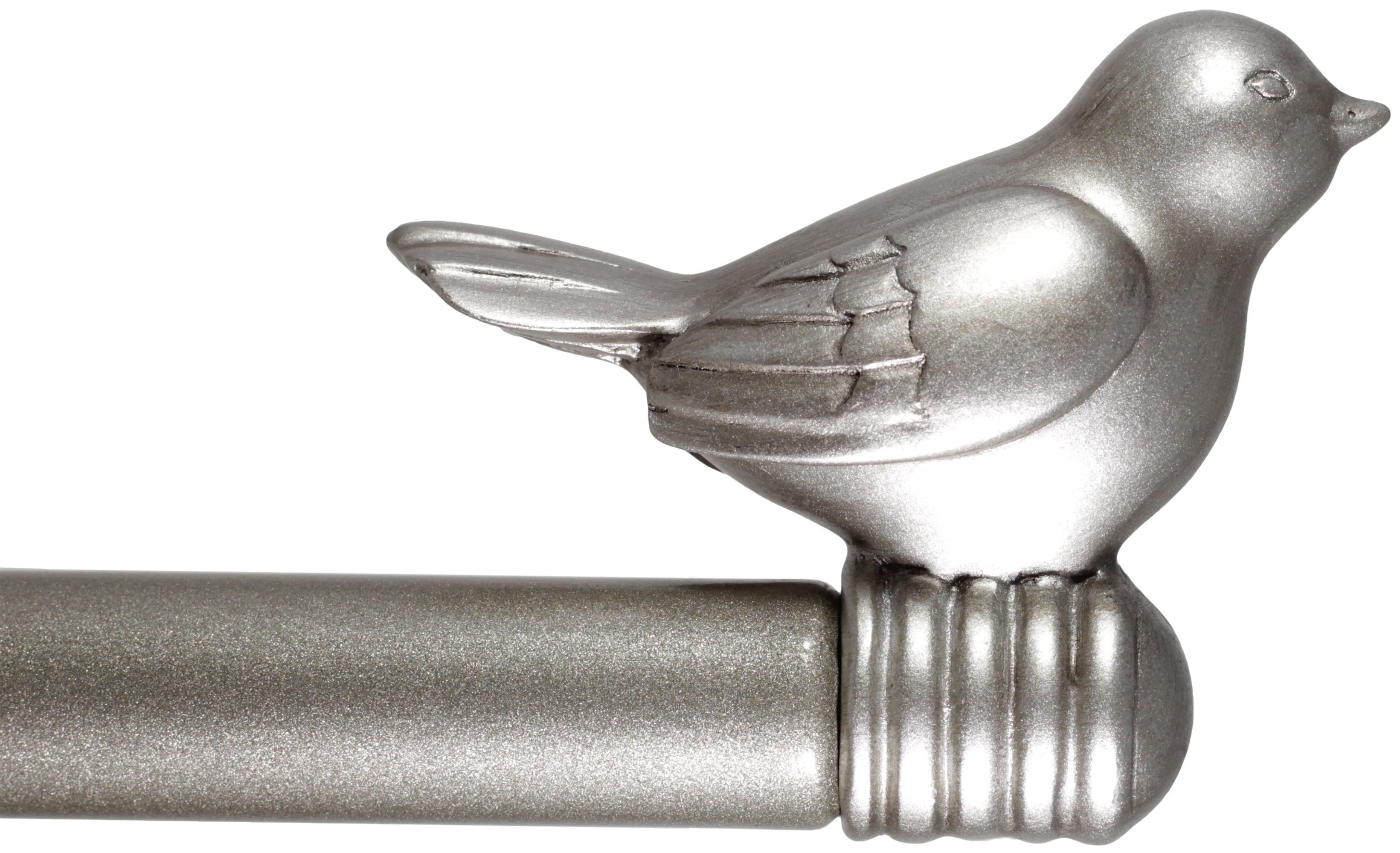Urbanest 3/4-inch Cute Bird Designer Decorative Adjustable Window Treatment Curtain Single Rod Set, Heavy Duty, Antique Silver/Pewter, 28"-48"