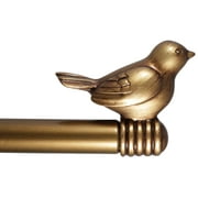 Urbanest 3/4-inch Cute Bird Designer Decorative Adjustable Window Treatment Curtain Single Rod Set, Heavy Duty, Renaissance Gold, 48"-84"