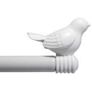 Urbanest 3/4-inch Cute Bird Designer Decorative Adjustable Window Treatment Curtain Single Rod Set, Heavy Duty, White, 28"-48"