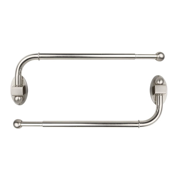Urbanest 3/4” Brushed Steel Adjustable Swing Arm Curtain Rod Set, 14”-24”