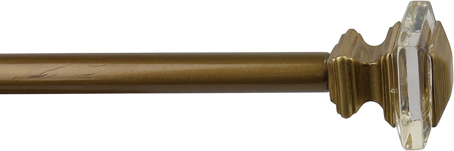 Urbanest Adjustable Single Curtain Rod Set Cassini Finials – 3/4 - Inch Diameter, With Renaissance Gold Rod, 48–84 Inches