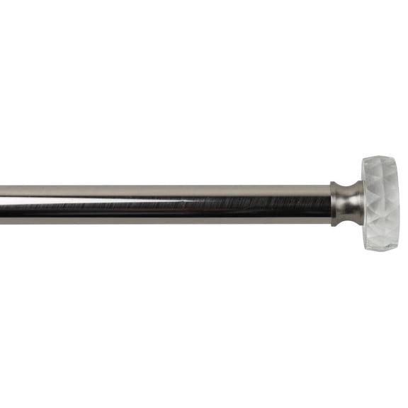 Urbanest 3/4" Diameter Cut Crystal Disc Drapery Rod, Brushed Steel, 84"-120"