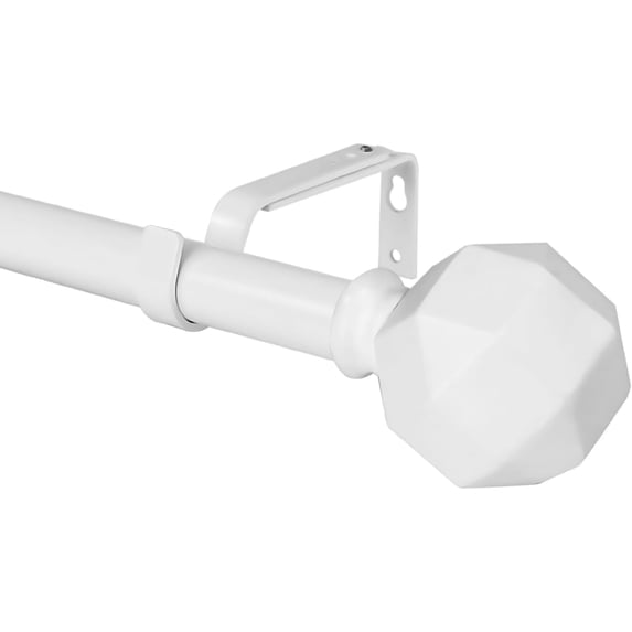 Urbanest Adjustable Single Curtain Rod Set Mason Finials – 3/4-Inch Diameter, With Glossy White Rod, 28–48 Inches