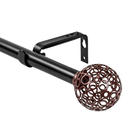 Urbanest 3/4" Diameter Planet Ball Drapery Rod, Burgundy with Black, 48"-84"