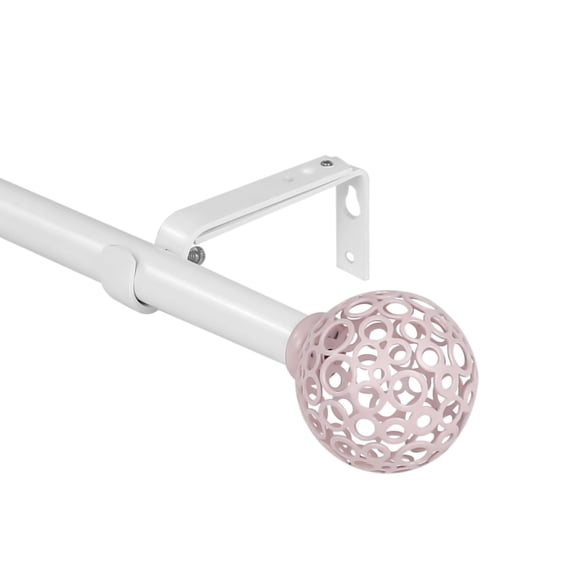 Urbanest 3/4" Diameter Planet Ball Drapery Rod, Pink with White, 28"-48"