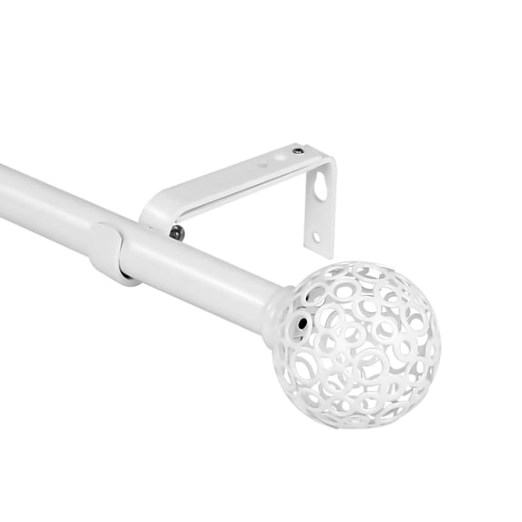 Urbanest 3/4" Diameter Planet Ball Drapery Rod, White with White, 48"-84"