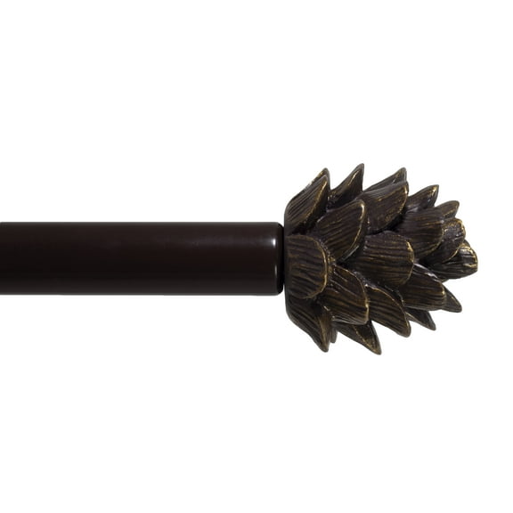 Urbanest Pinecone 3/4" Farmhouse Telescoping Curtain Rod – Adjustable Metal Window Curtain Rod with Decorative Finials, Heavy-Duty & Extendable Drapery Rod, 28"-48", Oil-ribbed Bronze (ORB)