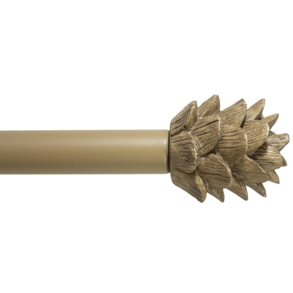 Urbanest Pinecone 3/4" Farmhouse Telescoping Curtain Rod – Adjustable Metal Window Curtain Rod with Decorative Finials, Heavy-Duty & Extendable Drapery Rod, 48"-84", Cottage Beige