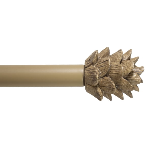Urbanest Pinecone 3/4" Farmhouse Telescoping Curtain Rod – Adjustable Metal Window Curtain Rod with Decorative Finials, Heavy-Duty & Extendable Drapery Rod, 48"-84", Cottage Beige