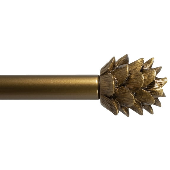 Urbanest Pinecone 3/4" Farmhouse Telescoping Curtain Rod – Adjustable Metal Window Curtain Rod with Decorative Finials, Heavy-Duty & Extendable Drapery Rod, 48"-84", Renaissance Gold