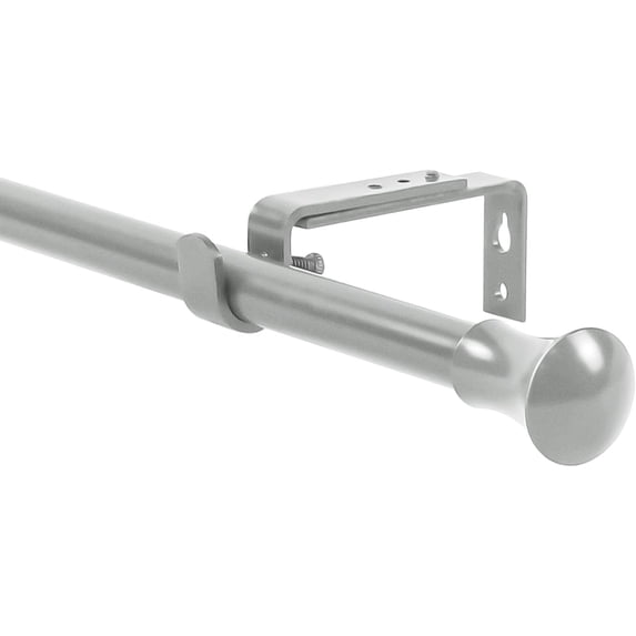 Urbanest Adjustable Single Curtain Rod Set Buckingham Finials – 5/8-Inch Diameter, With Pewter Rod, 28–48 Inches