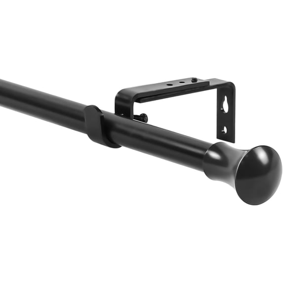 Urbanest Adjustable Single Curtain Rod Set Buckingham Finials – 5/8-Inch Diameter, With Black Rod, 48–84 Inches