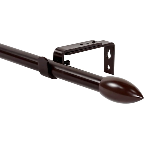 Urbanest Adjustable Single Curtain Rod Set Bullet Finials – 5/8-Inch Diameter, With Bronze Rod, 28–48 Inches