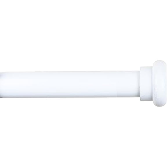 Urbanest Adjustable Single Curtain Rod Set Button Finials – 5/8 - Inch Diameter, With Glossy White Rod, 84–120 Inches
