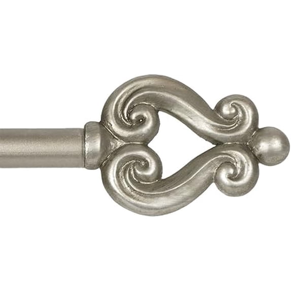 Urbanest Adjustable Single Curtain Rod Set Burnt Gold Harp Finials – 5/8 -Inch Diameter, With Pewter Rod, 48–84 Inches