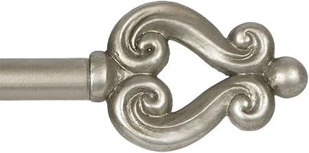 Urbanest Adjustable Single Curtain Rod Set Burnt Gold Harp Finials – 5/8 -Inch Diameter, With Pewter Rod, 84–120 Inches