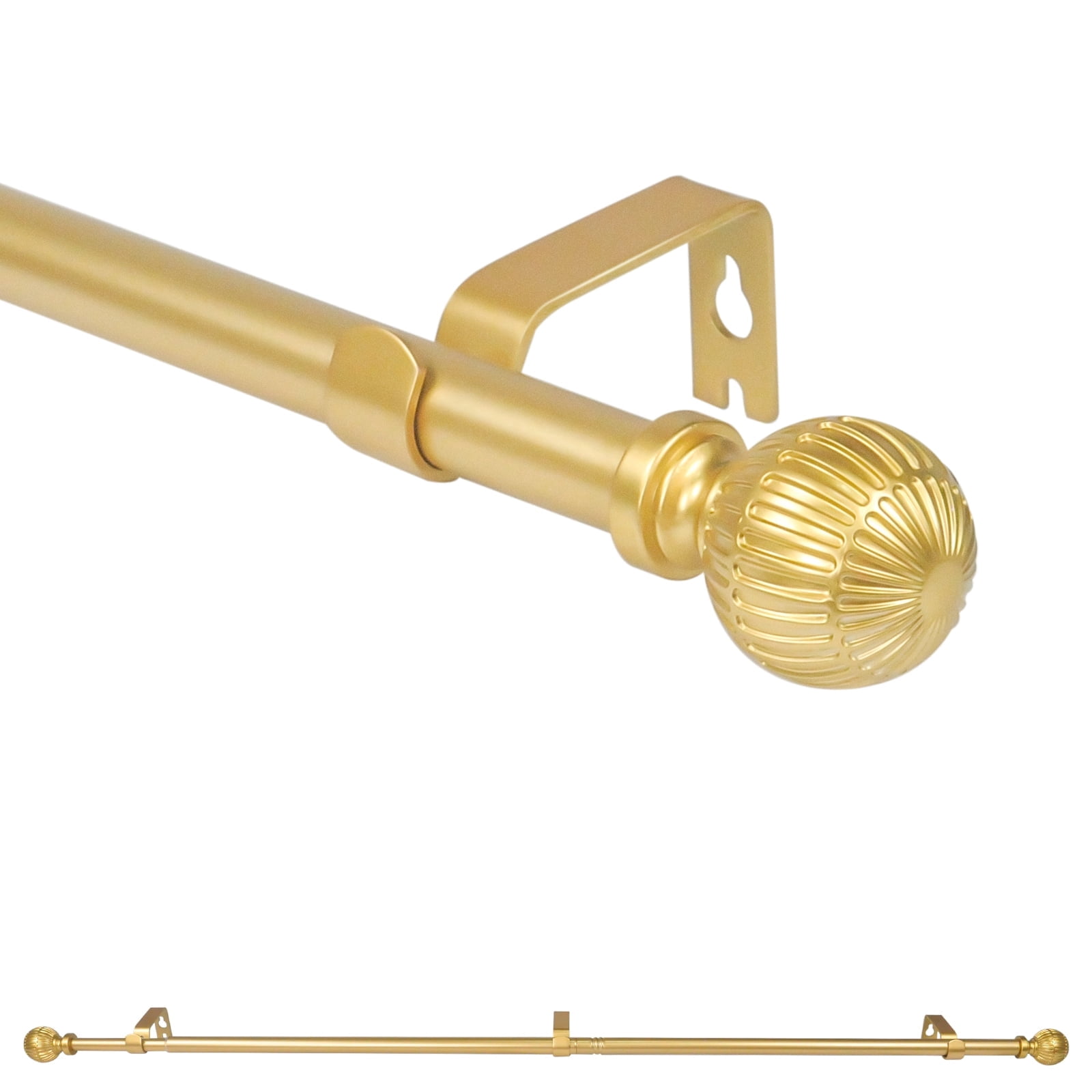 Urbanest 5/8" Single Telescoping Curtain Rod with Volle Finials, Gold, 28"-120"