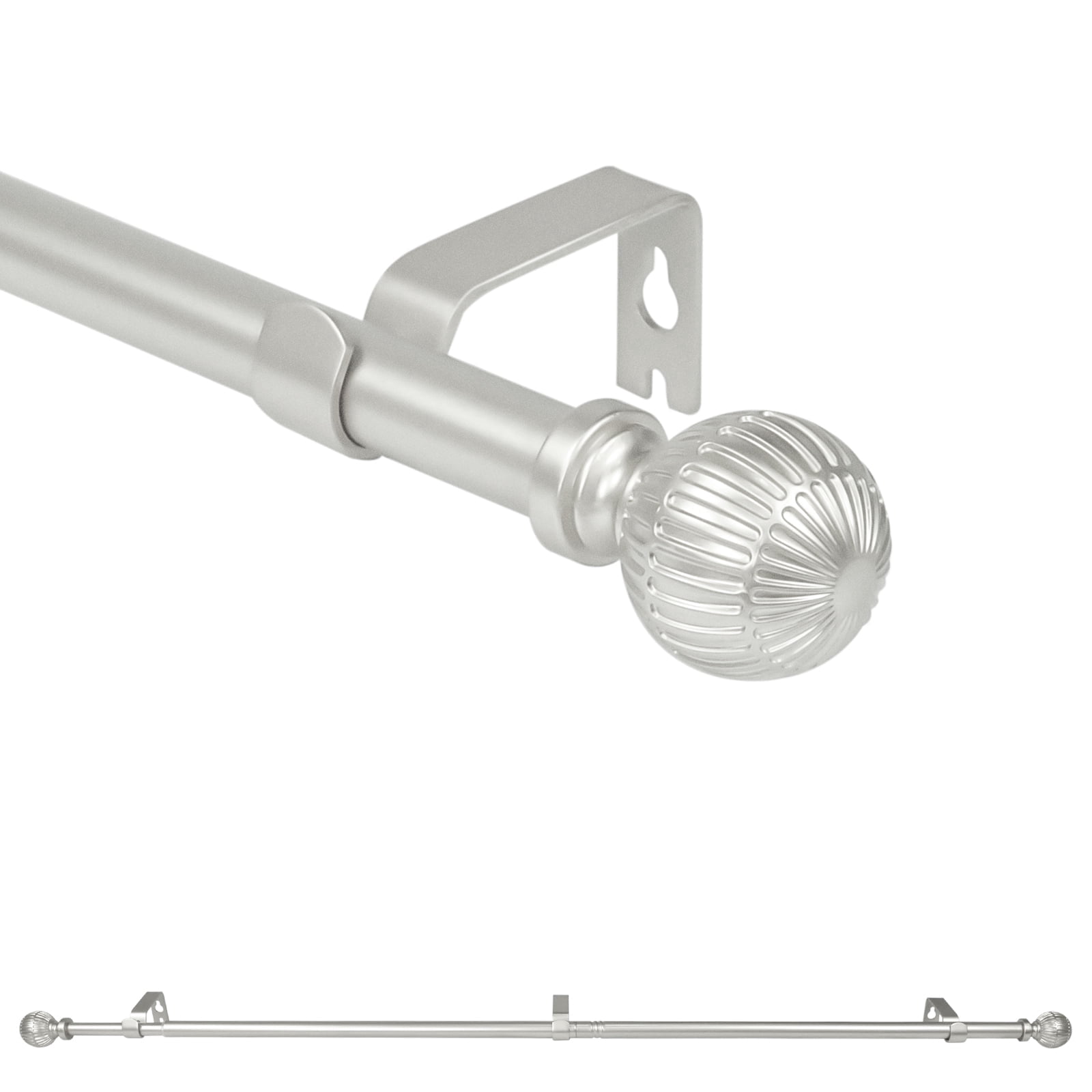 Urbanest 5/8" Single Telescoping Curtain Rod with Volle Finials, Pewter, 28"-48"