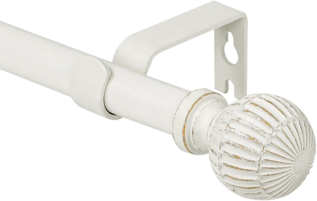 Urbanest Adjustable Volle Single Curtain Rod Set – 5/8 - Inch Diameter, With Weathered White Rod, 28–48 Inches