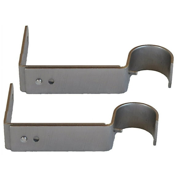 Urbanest Adjustable Curtain Rod Bracket, Fits 1 1/4" Rod, Brushed Steel, Set of 2